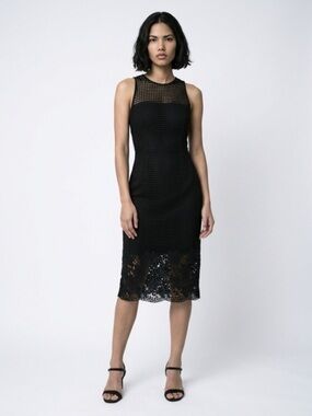 White House Black Market Black Crochet Midi Dress